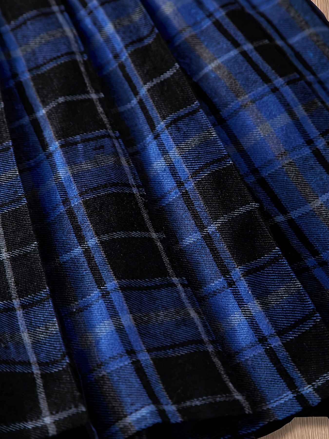 Girls Teen Fall Winter Polyester Sweatshirt and Plaid Skirt Set with Rib-Knit Detail