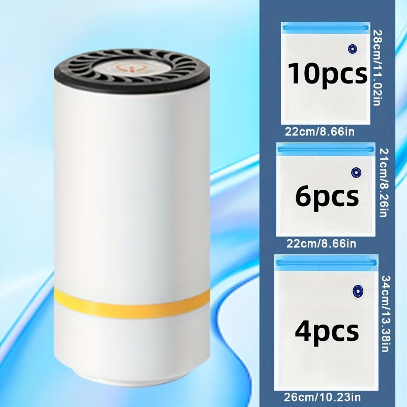 3-in-1 Rechargeable Vacuum Sealer Kit with Multi-Size Storage Bags for Food Preservation