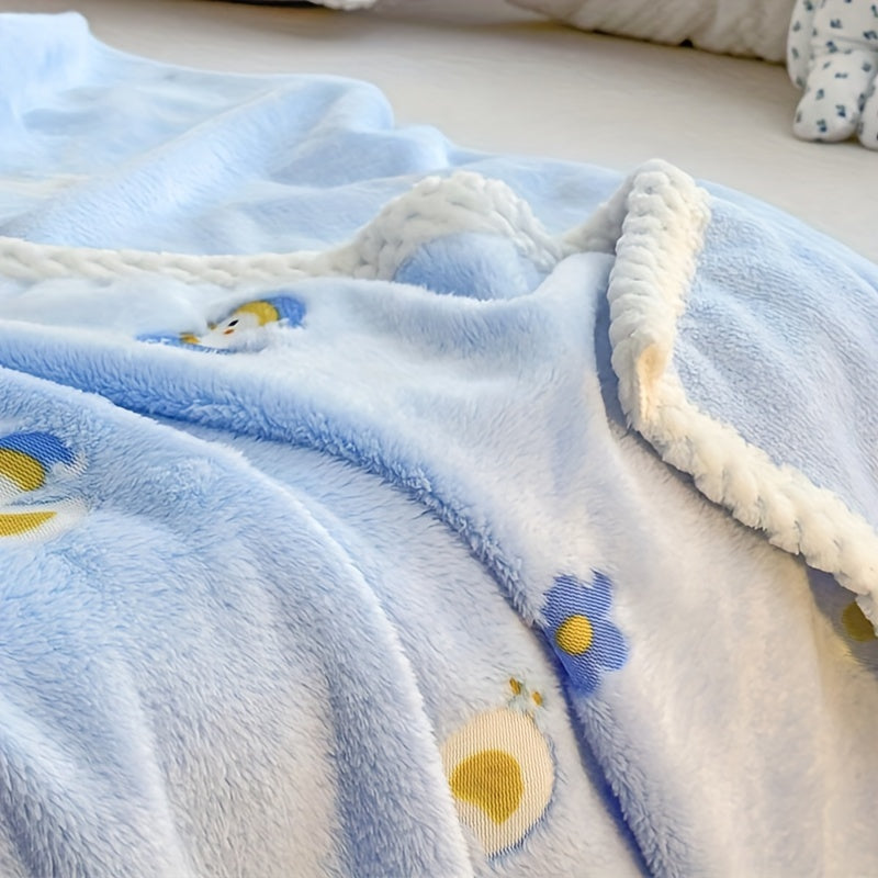 Manta para recién nacido con patrón de pato de terciopelo coral, 1 pieza