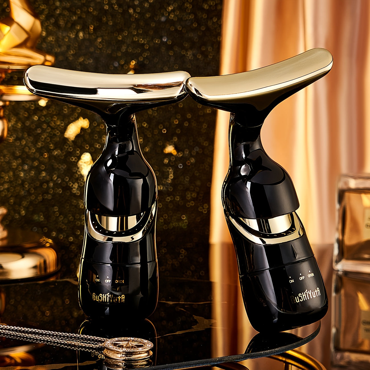 Vibration Massager Set for Face Neck and Eye Care with Interchangeable Heads in Gift Box