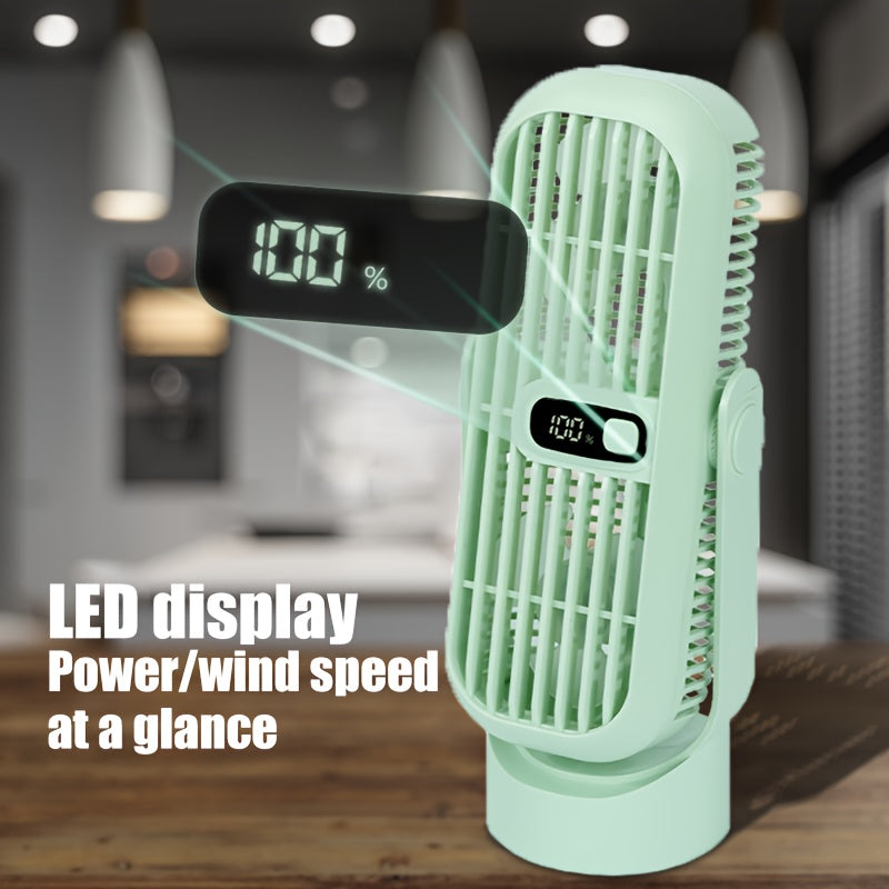 Rechargeable Desktop Tower Fan with 5 Speeds, LED Display, Bladeless Design