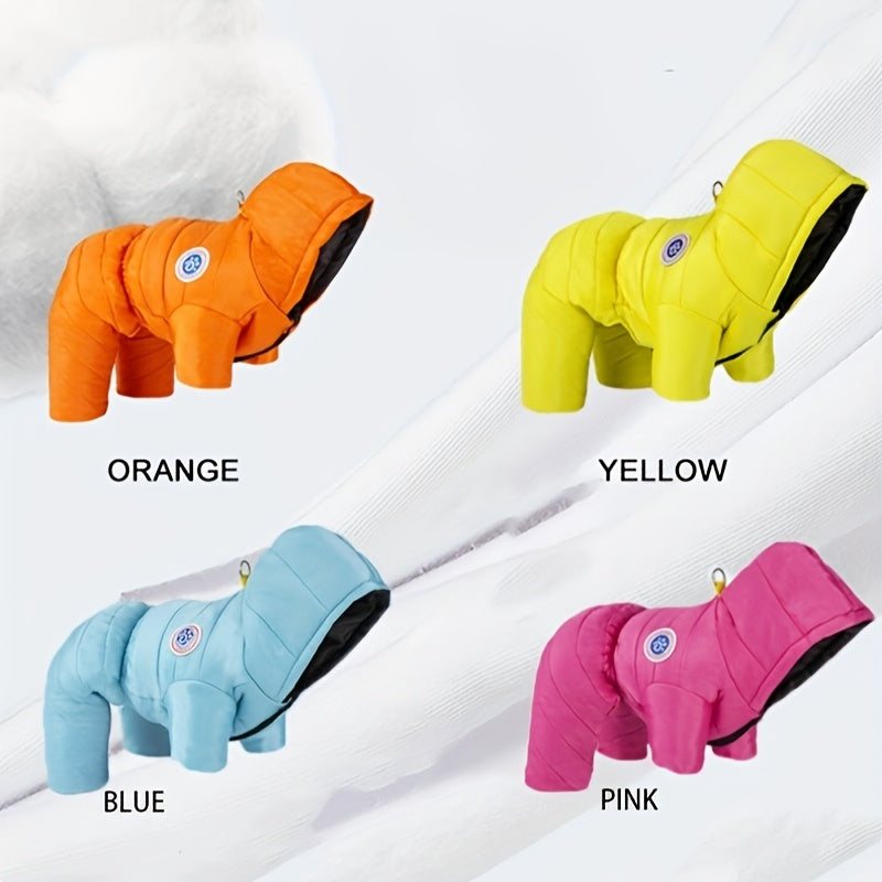 Waterproof Winter Dog Jacket for Small to Medium Breeds Yellow Hooded Insulated Coat