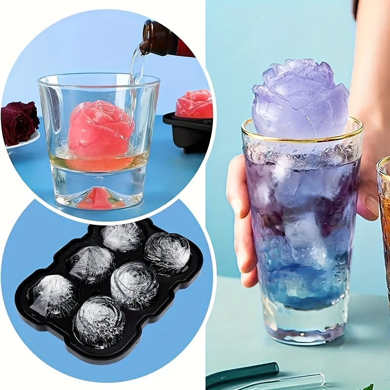 2-in-1 Ice Tray Duo Diamond and Rose Ice Molds Large Cubes for Whiskey and Drinks