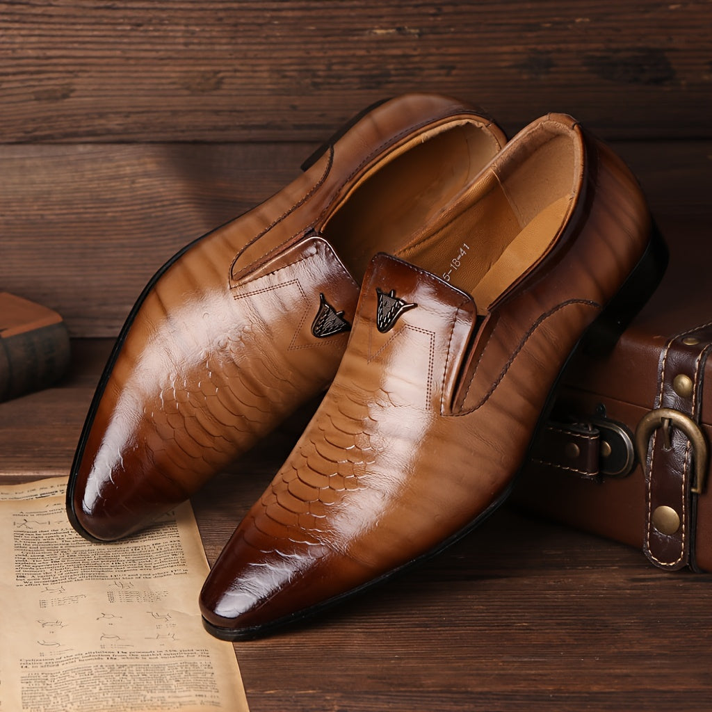 Men's PU Pointed-Toe Loafers Slip-On Formal Shoes for Office Spring Summer Autumn