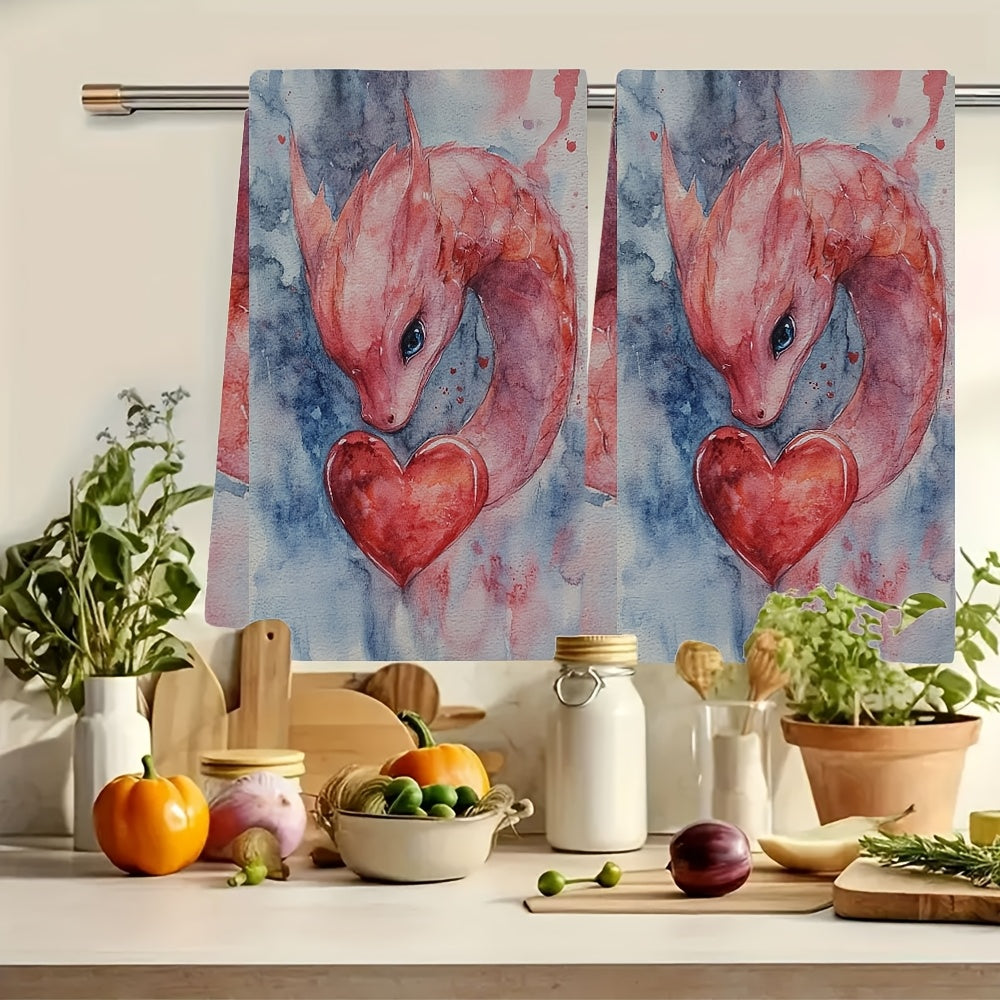 Set of 2 Ultra-Soft Absorbent Kitchen Towels for Dish Drying and Holiday Decor