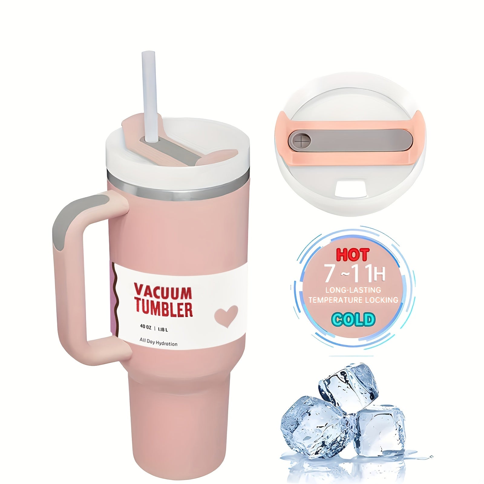 40oz Stainless Steel Tumbler with Lid and Straw BPA-Free Shatterproof for Iced Tea Coffee