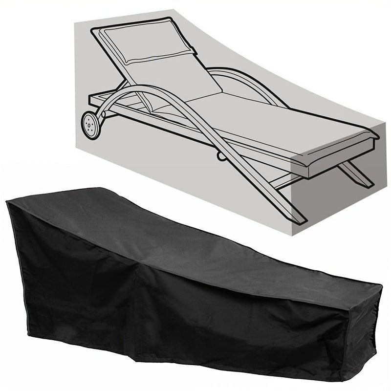 Heavy Duty Patio Chaise Lounge Cover UV Fade Tear Resistant Black Drawstring