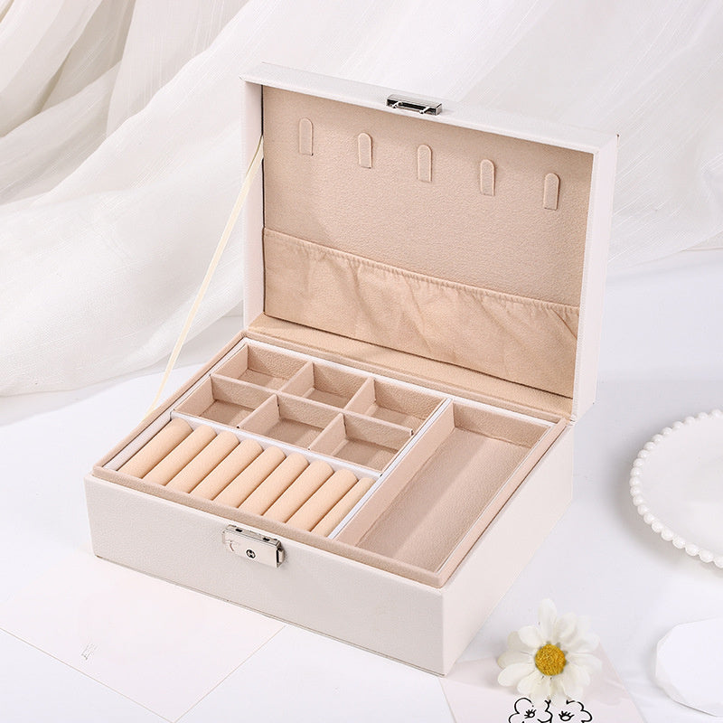 Caja de almacenamiento para joyas de lona impermeable, organizador para anillos, pendientes, collares y pulseras, para debajo de la cama