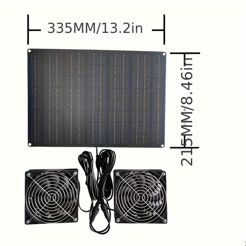 Quyosh energiyali uy hayvonlari uchun ventilyator 15W Monokristall panel bilan sovutish, itlar va mushuklar uchun