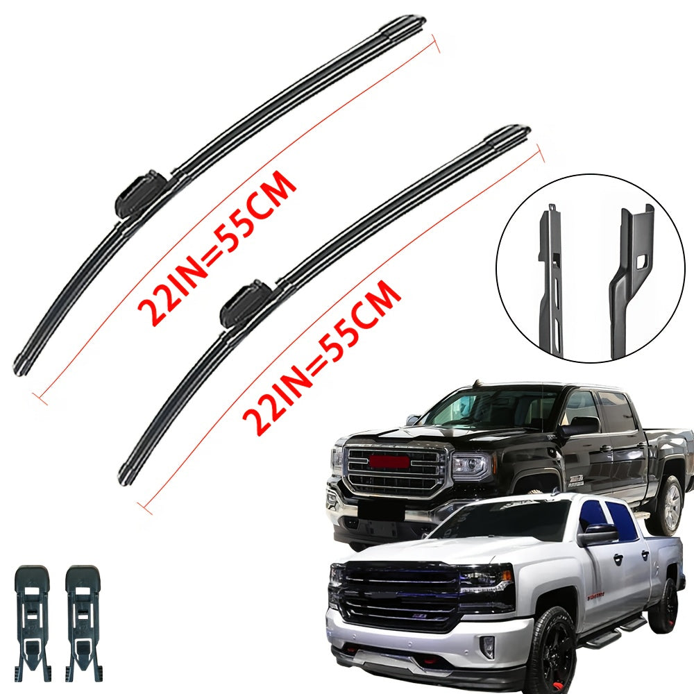 2 Pack Wiper Blades Natural Rubber Top Lock Fit for Silverado Sierra