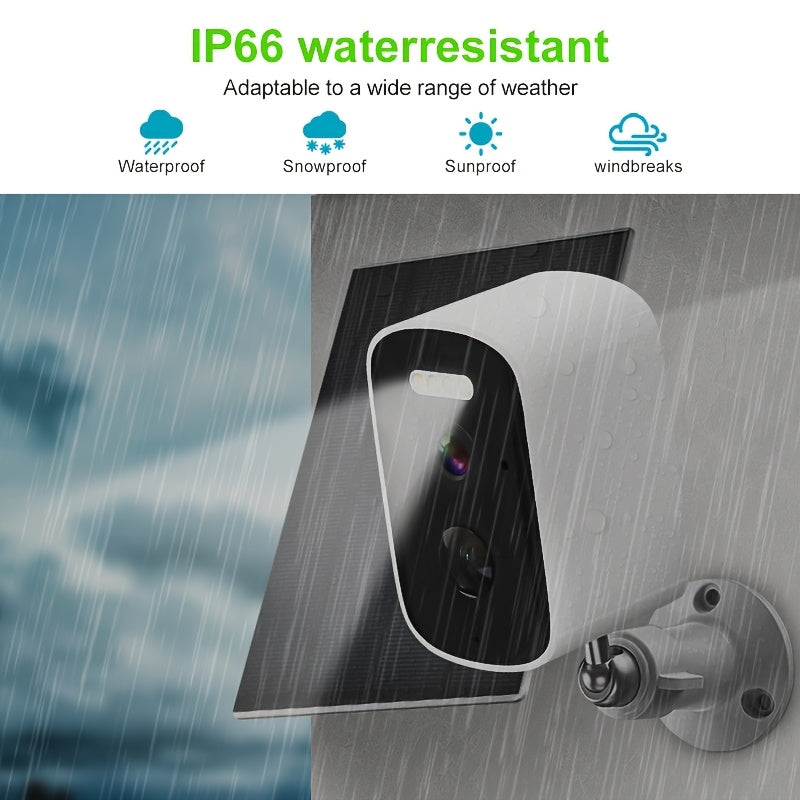 Wireless Solar Security Camera Waterproof with Motion Detection Night Vision Two-Way Audio