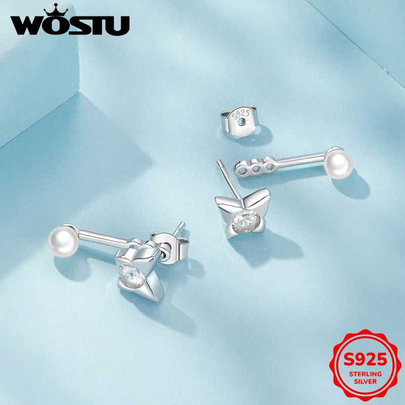 Women's Butterfly Drop Earrings Hypoallergenic Sterling Silver Faux Pearl Gemstone Wedding Gift