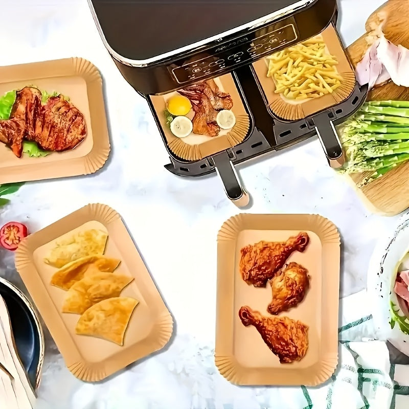 100 dona yopishmaydigan havo frayer uchun pergament qog'oz qoplamalari, pishirish, qovurish, BBQ, issiqlikka chidamli