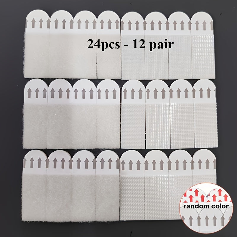 12/24pcs Double-Sided Waterproof Picture Hanging Strips No Drilling