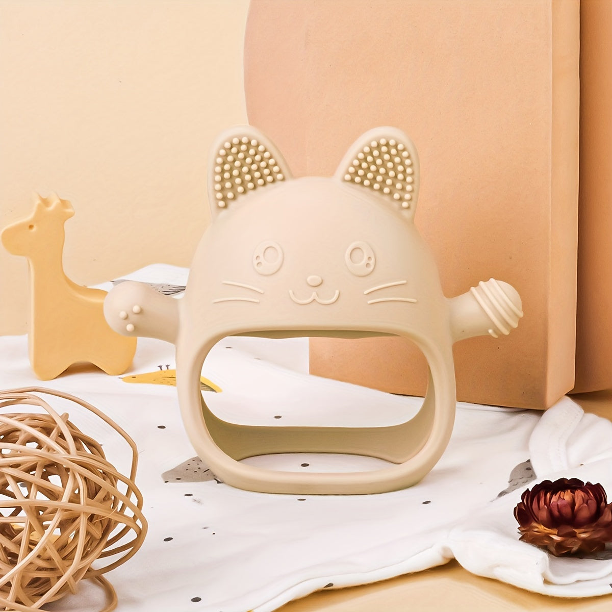 Chiroyli Silikon quyon tishlagich qoʻllari bolalar uchun, toksik emas, yumshoq chaynash o'yinchoqi