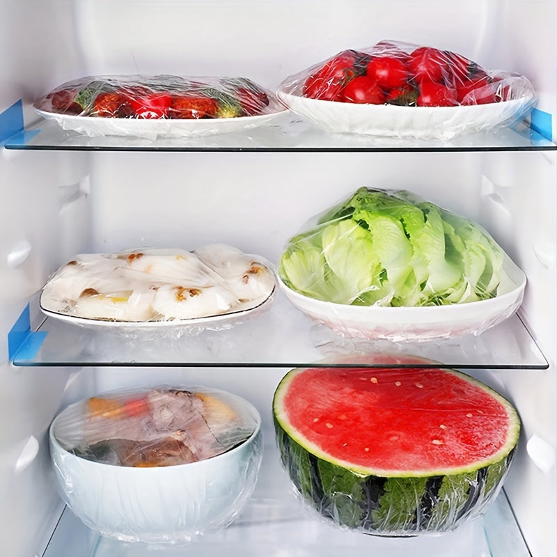 100 Food-Grade Disposable Plastic Wraps for Bowls Plates Fruits Vegetables Transparent Kitchen Covers