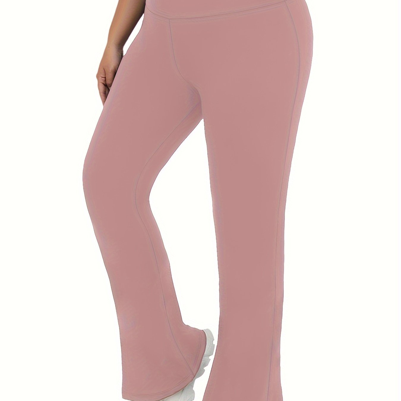 Plus Size Women's Soft High Waisted Flare Pants Tummy Control Bootleg