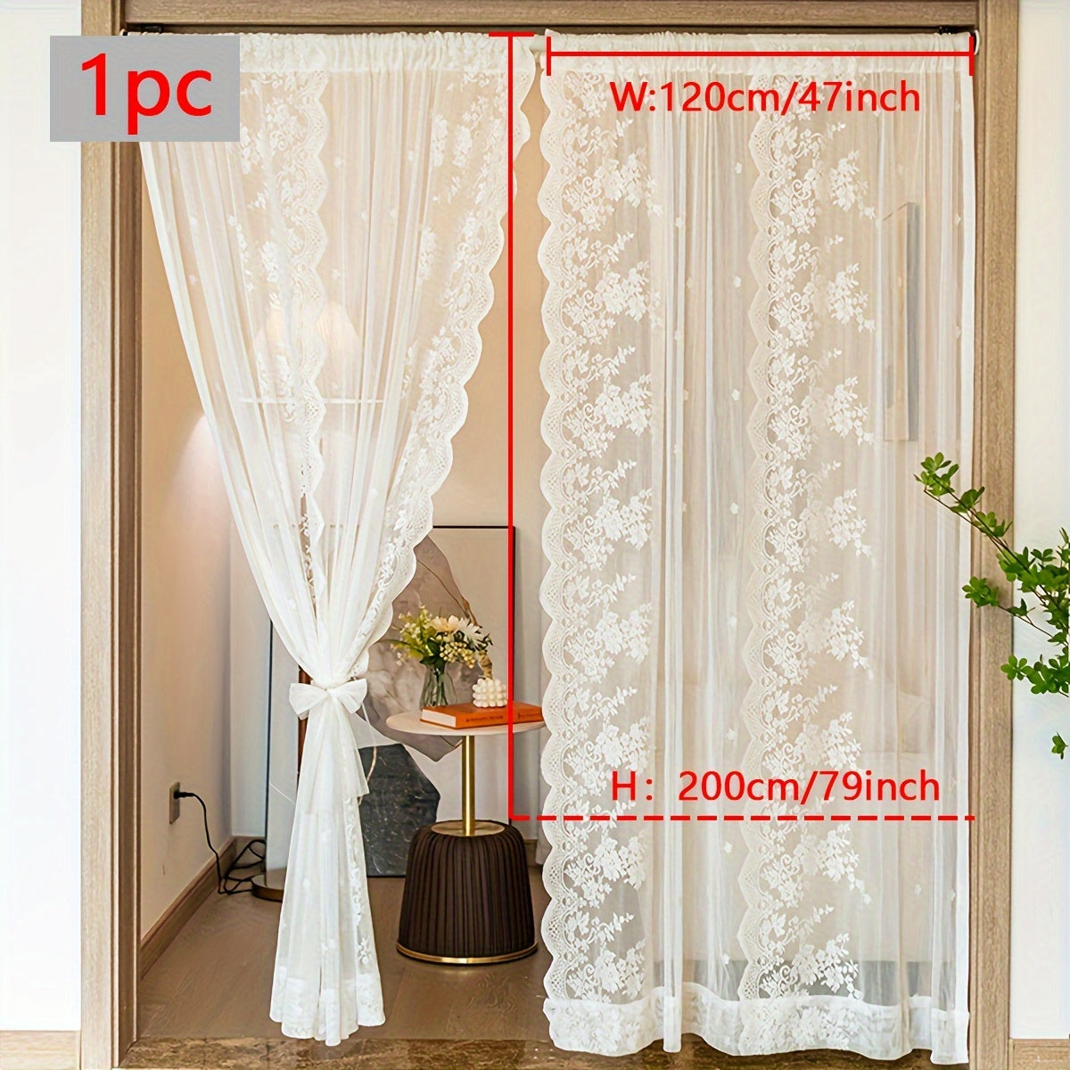 White Romantic Lace Sheer Curtain for Living Room Balcony and Door