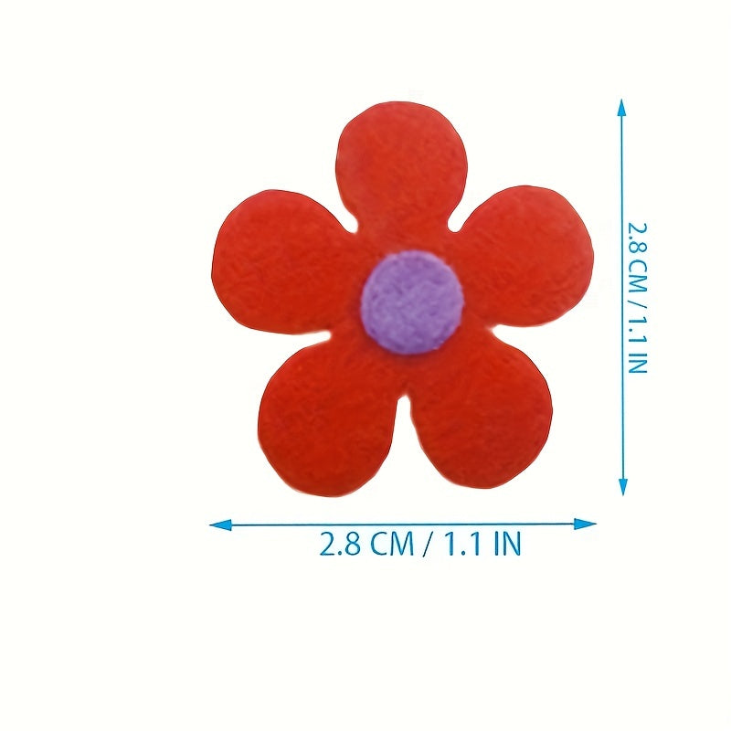 100 Handmade Felt Flowers for DIY Crafts and Classroom Decoration, Vibrant Fabric Flower Stickers