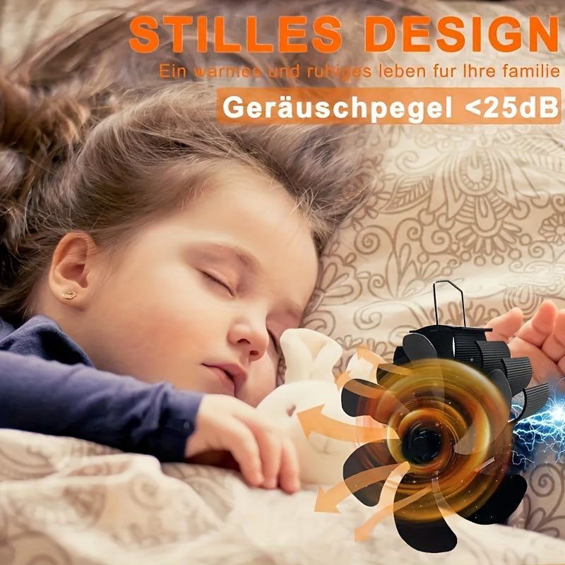 Fireplace Fan Set with 6 Non-Magnetic Fans for Wood Stoves and Chimneys