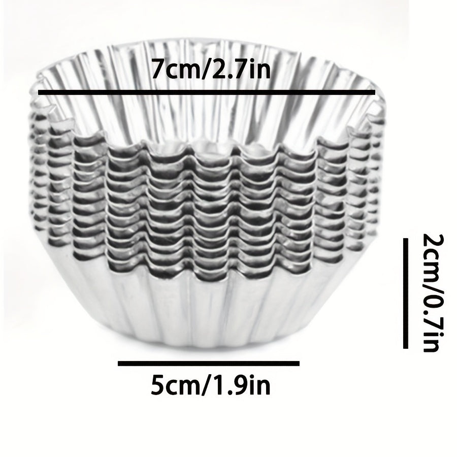 Set of 10 Aluminum Egg Tart Molds Non-Stick Baking Cups for Custard Pies Puddings