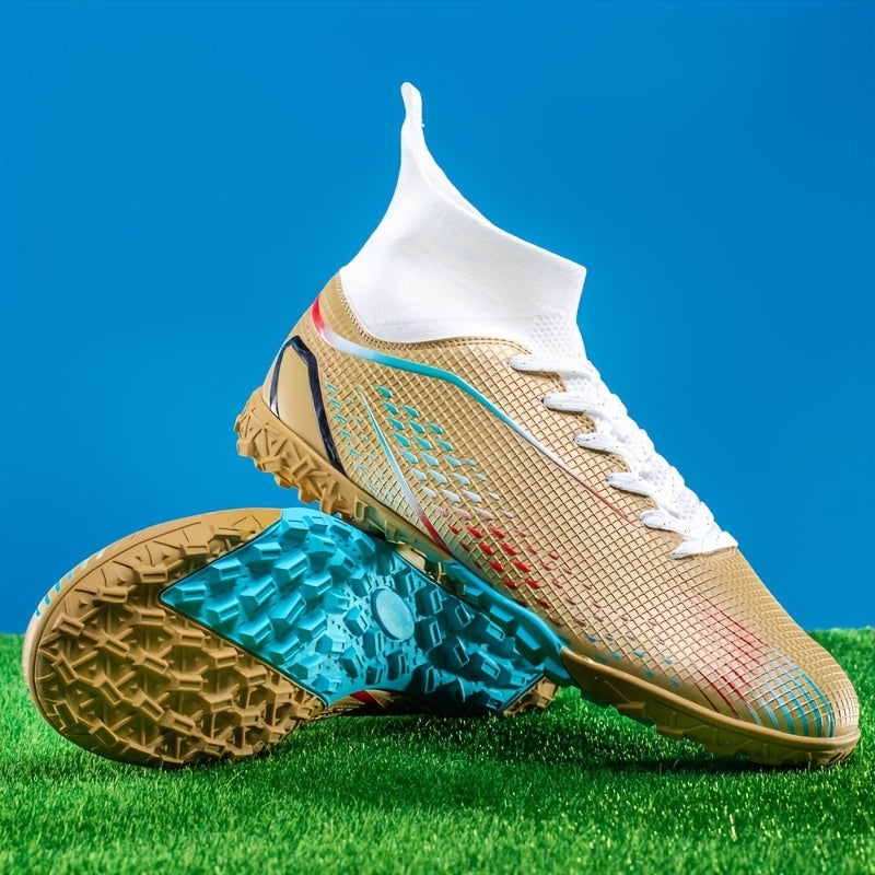 Adult High-Top Soccer Cleats Breathable PU Non-Slip for Training and Competition