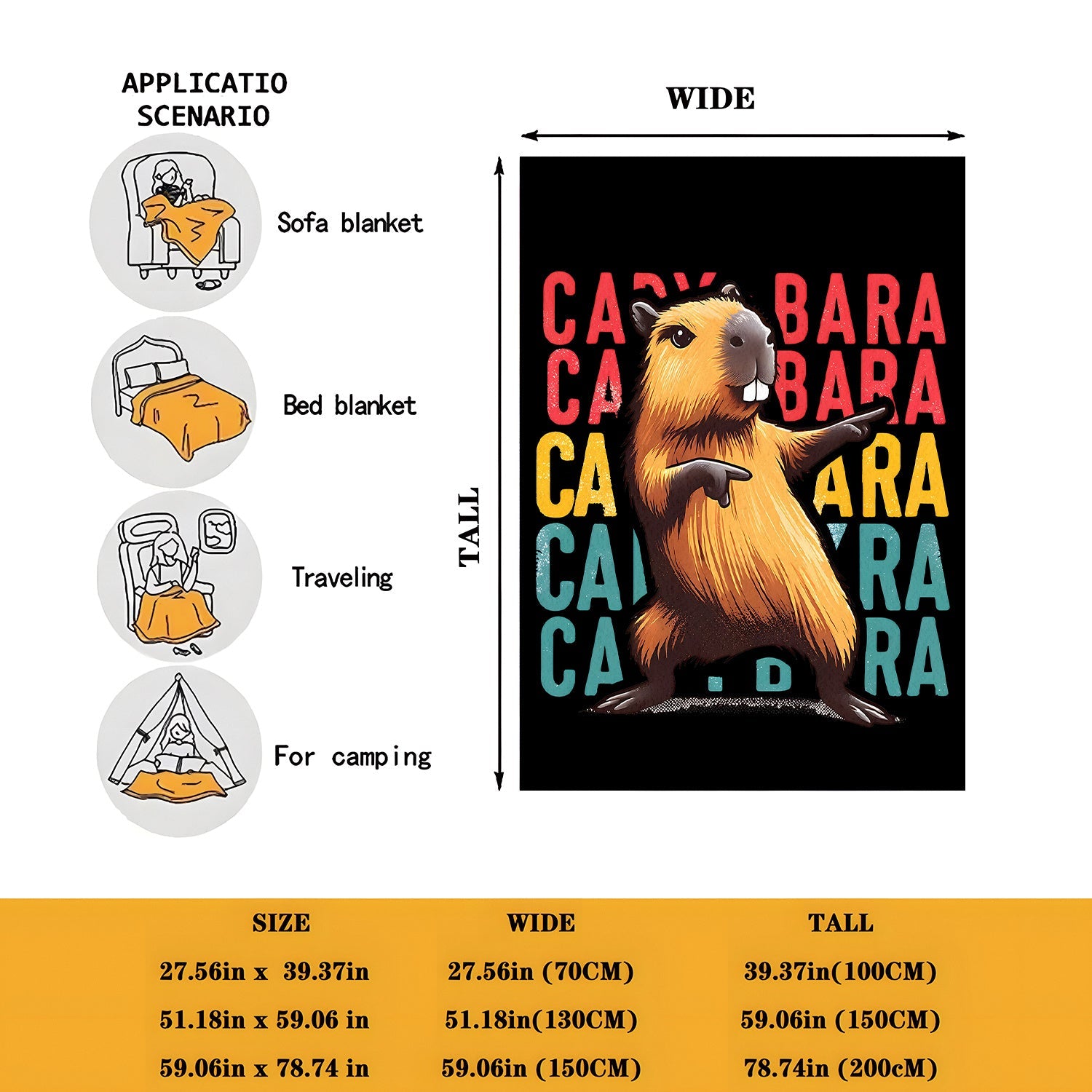 Cozy Flannel Throw Blanket with Rock Capybara Design for Kids and Adults, All-Season Plush Bed Couch Travel