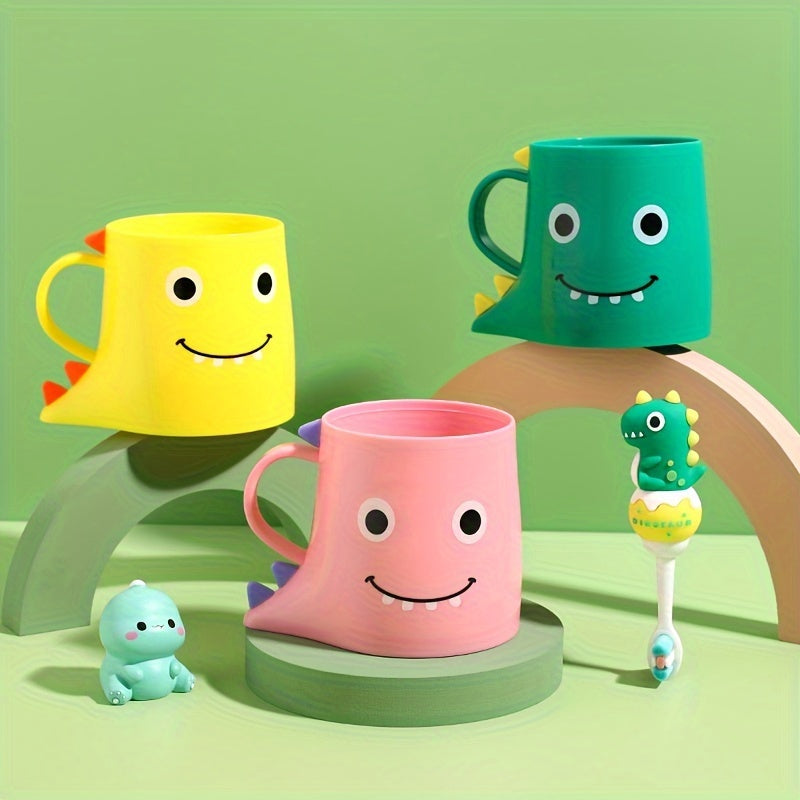 Vaso de enjuague bucal con patrón de dinosaurio y asa para uso en baño