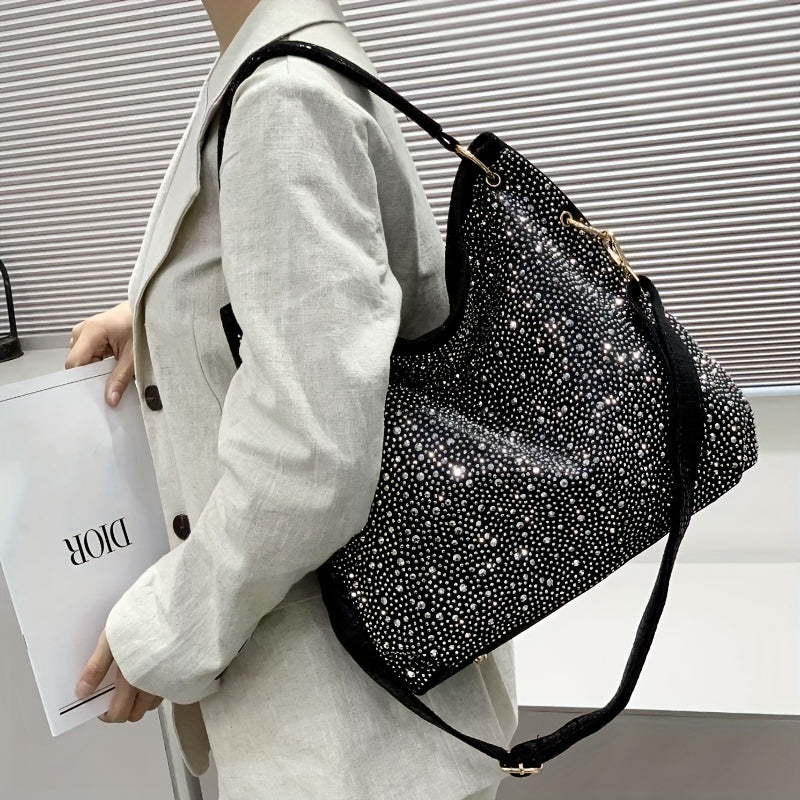 Шикарная женская сумка-тоут с стразами, леопардовым принтом и съемным ремешком - идеальна для ежедневных поездок и уикендов.