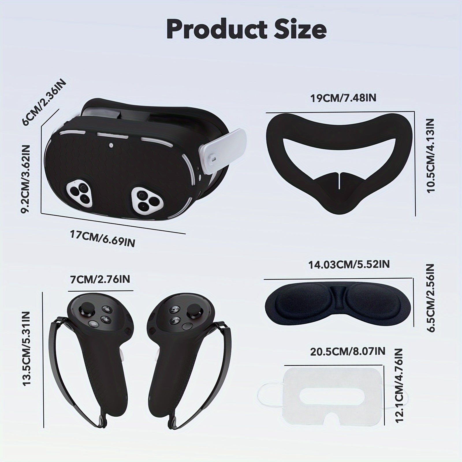 Silicone VR Headset and Controller Protection Set for Meta Quest 3S with Face and Eye Pads
