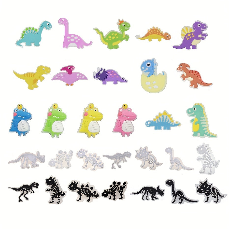 Unisex Kids PVC Dinosaur Shoe Charms Fluorescent Black and White Glowing Accessories