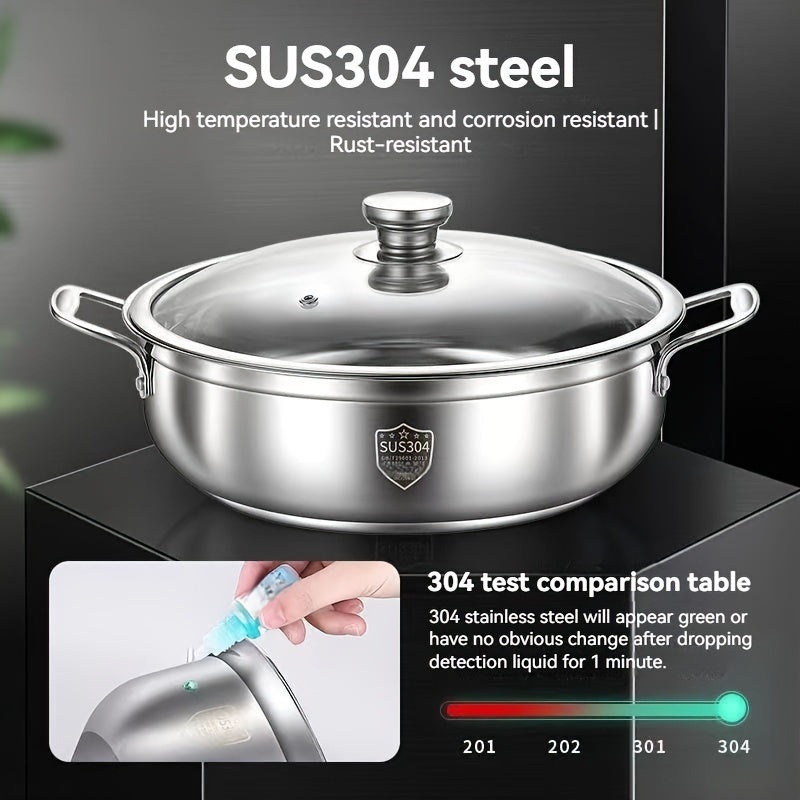 Olla de sopa de acero inoxidable 304 con construcción gruesa y base de ahorro de energía