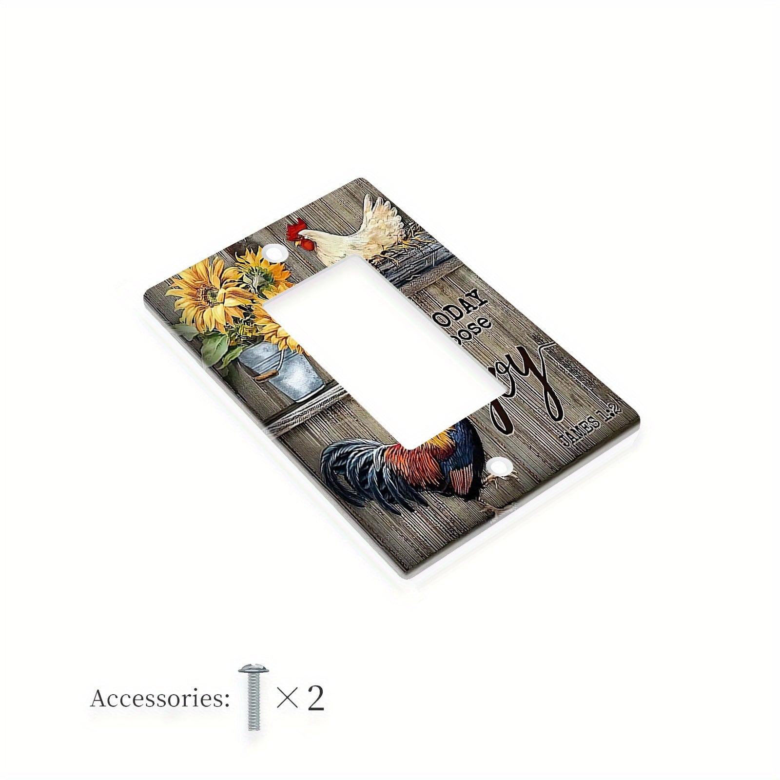 Rustic Rooster Light Switch Cover Decorative Wall Plate Easy Install Battery-Free for Home Kitchen Bedroom