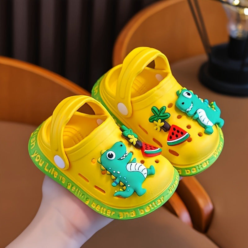 Kids' EVA Clogs with Dinosaur Charms for Boys and Girls Indoor Outdoor Summer Shoes
