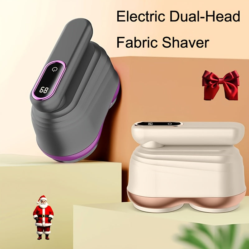Electric Dual-Head Fabric Shaver with 12 Blades and Digital Display