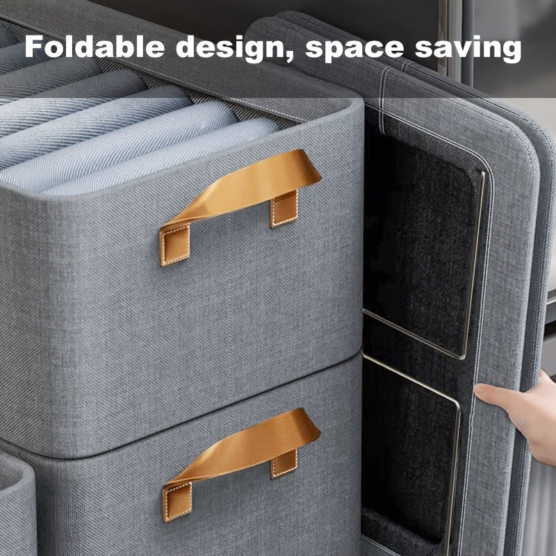 Foldable Storage Bins with Metal Frames for Clothes and Toys, Large Capacity