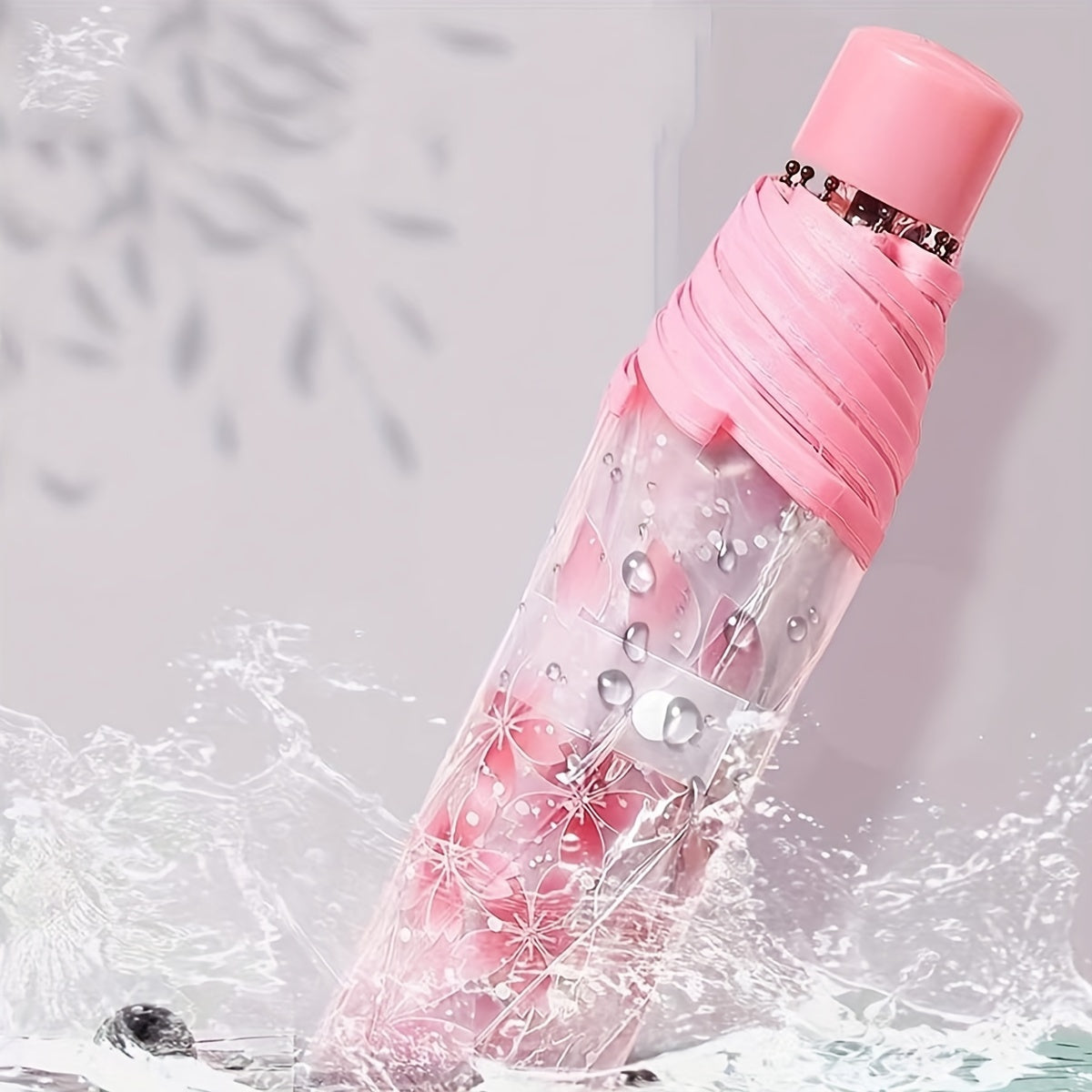 Paraguas de cerezo en flor impermeable, a prueba de viento, compacto, para viajes, escuela y oficina, con 8 varillas