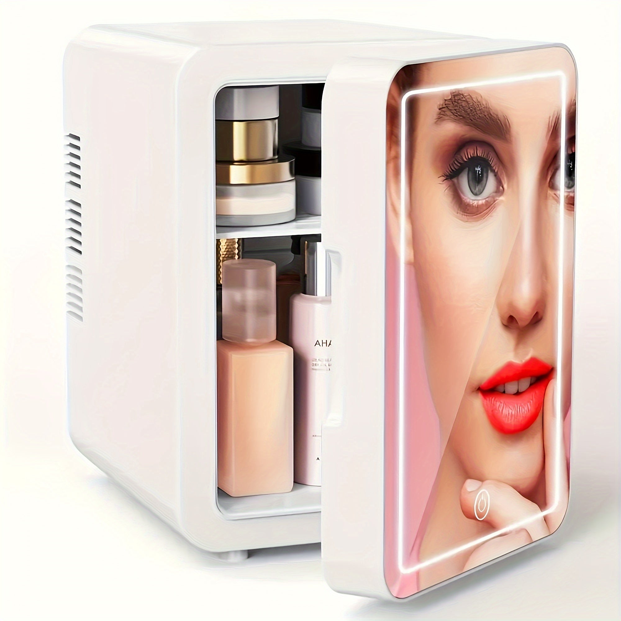 Mini Portable Fridge 4L with Mirror LED Display for Travel Home Office