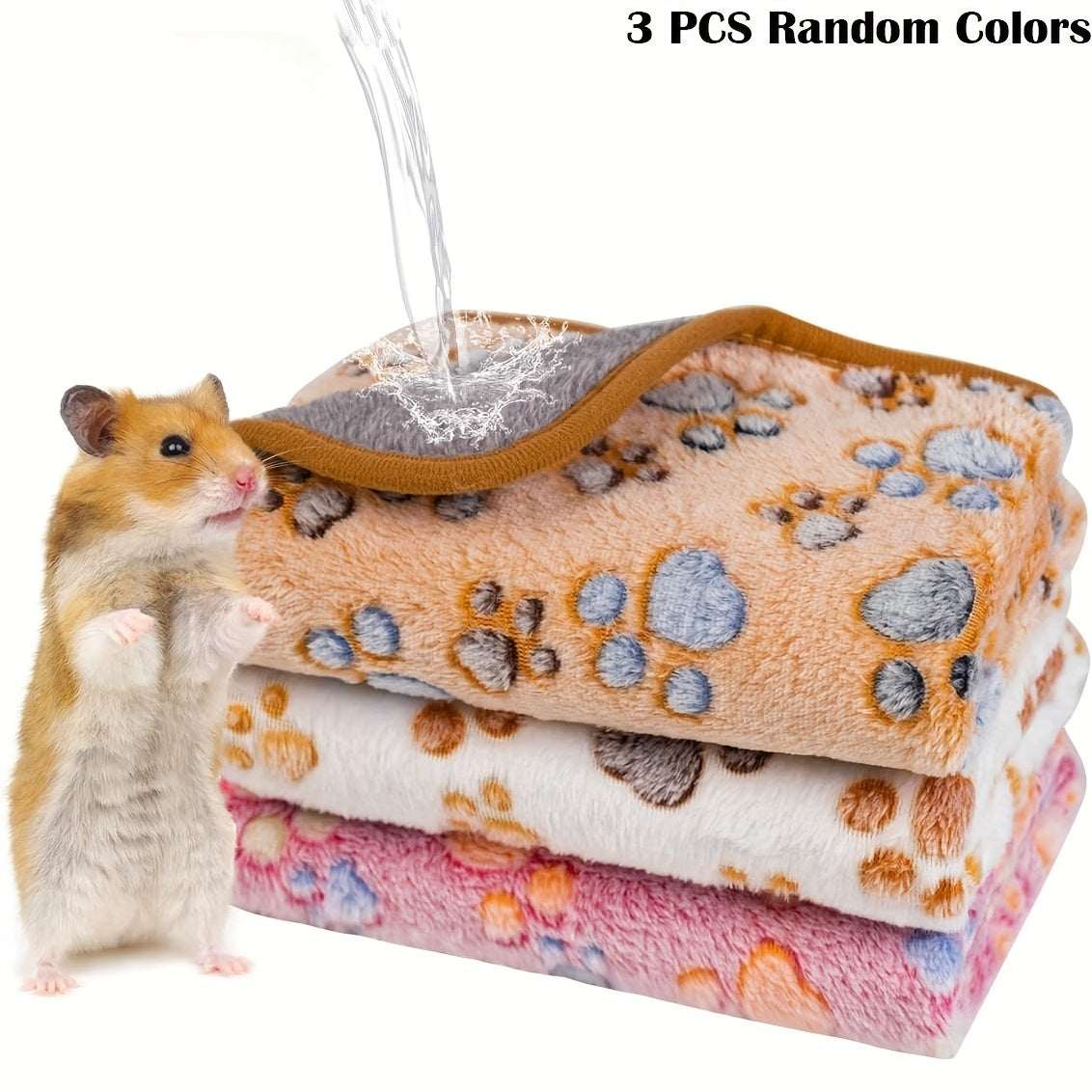 Waterproof Small Pet Blankets Set of 3 Soft Absorbent Washable Cage Liners for Guinea Pigs Hamsters Rabbits Chinchillas