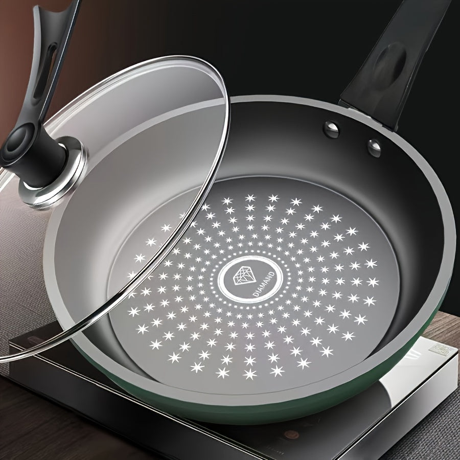 Sartén de hierro fundido de 9.5 pulgadas, antiadherente, para freír profundo, saltear, compatible con cocinas de gas