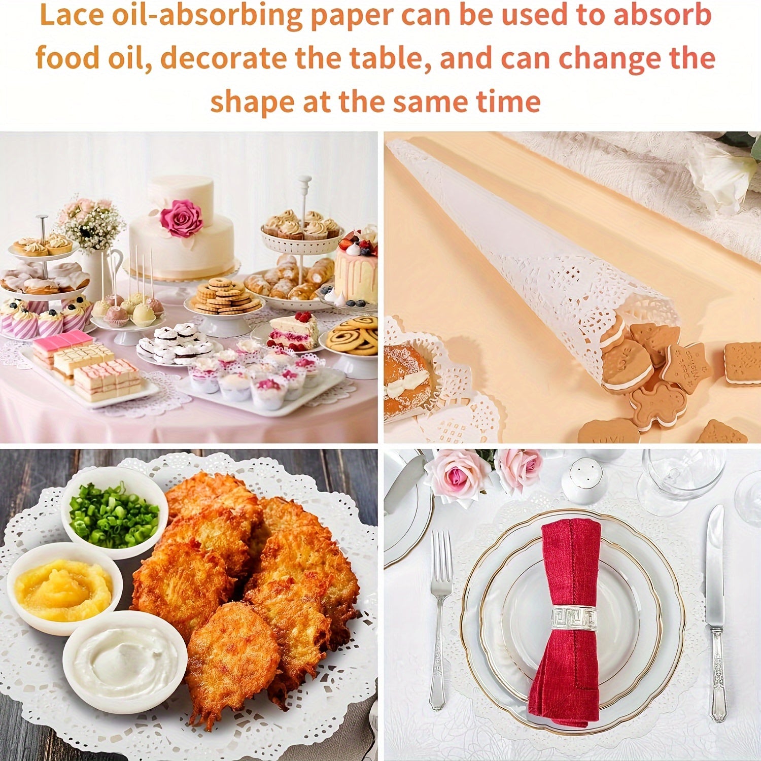 White Lace Paper Doilies Assorted Sizes for Desserts and Special Occasions