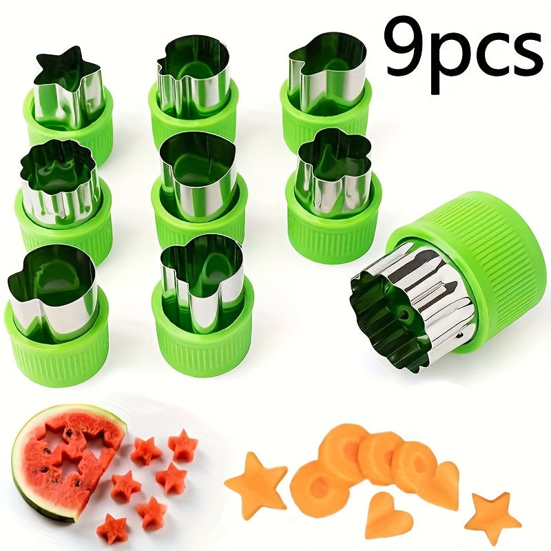 Set of 9 Stainless Steel Mini Vegetable Cutter Shapes for Baking and Food Decorating