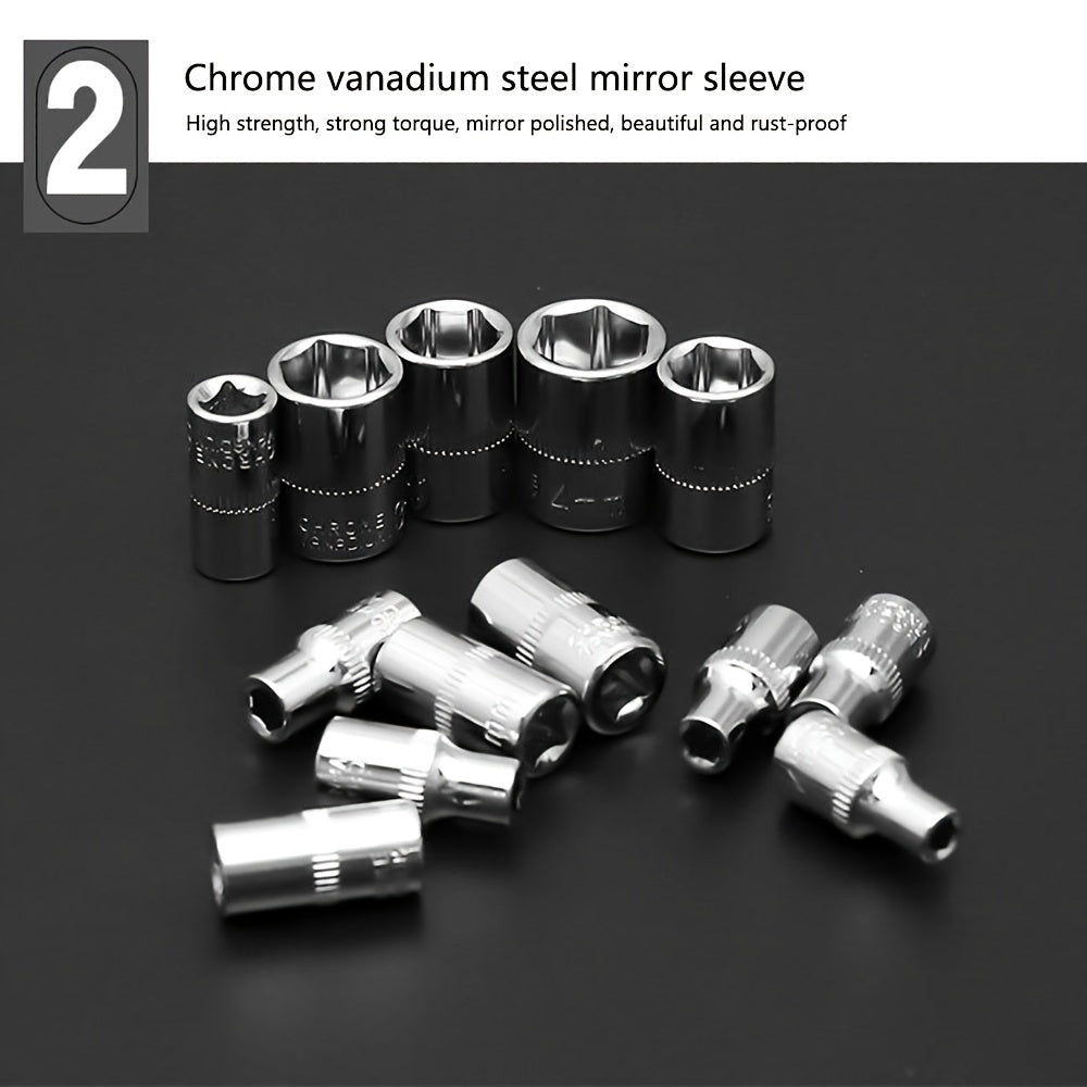 Набор инструментов для ремонта мотоциклов и автомобилей, 46 шт., трещотка, ключ, отвертка, головки