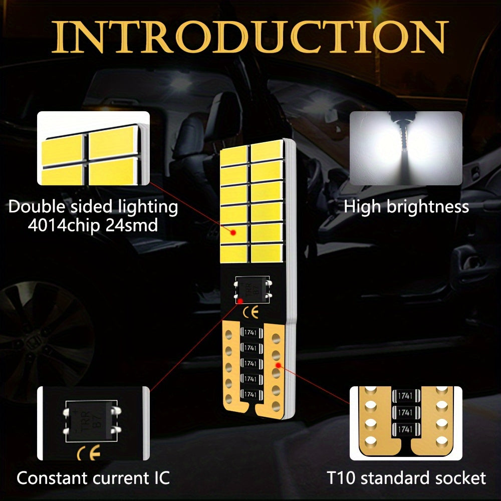 10Pcs 12V T10 W5W LED Bulb Car Interior Dome Light 6000K No Error