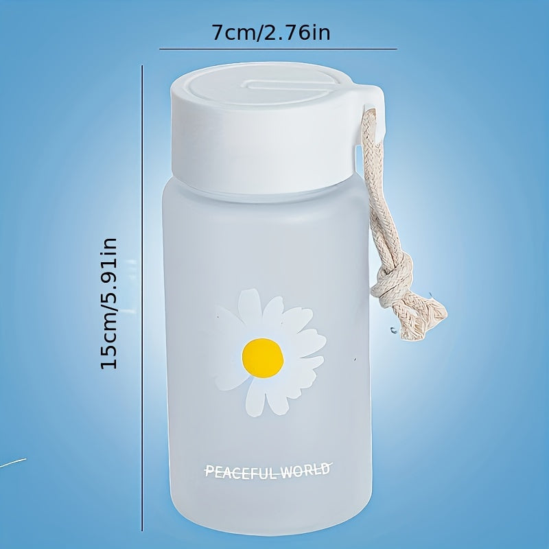 Leakproof Water Bottle with Chrysanthemum Print BPA-Free Plastic for School Outdoor Use
