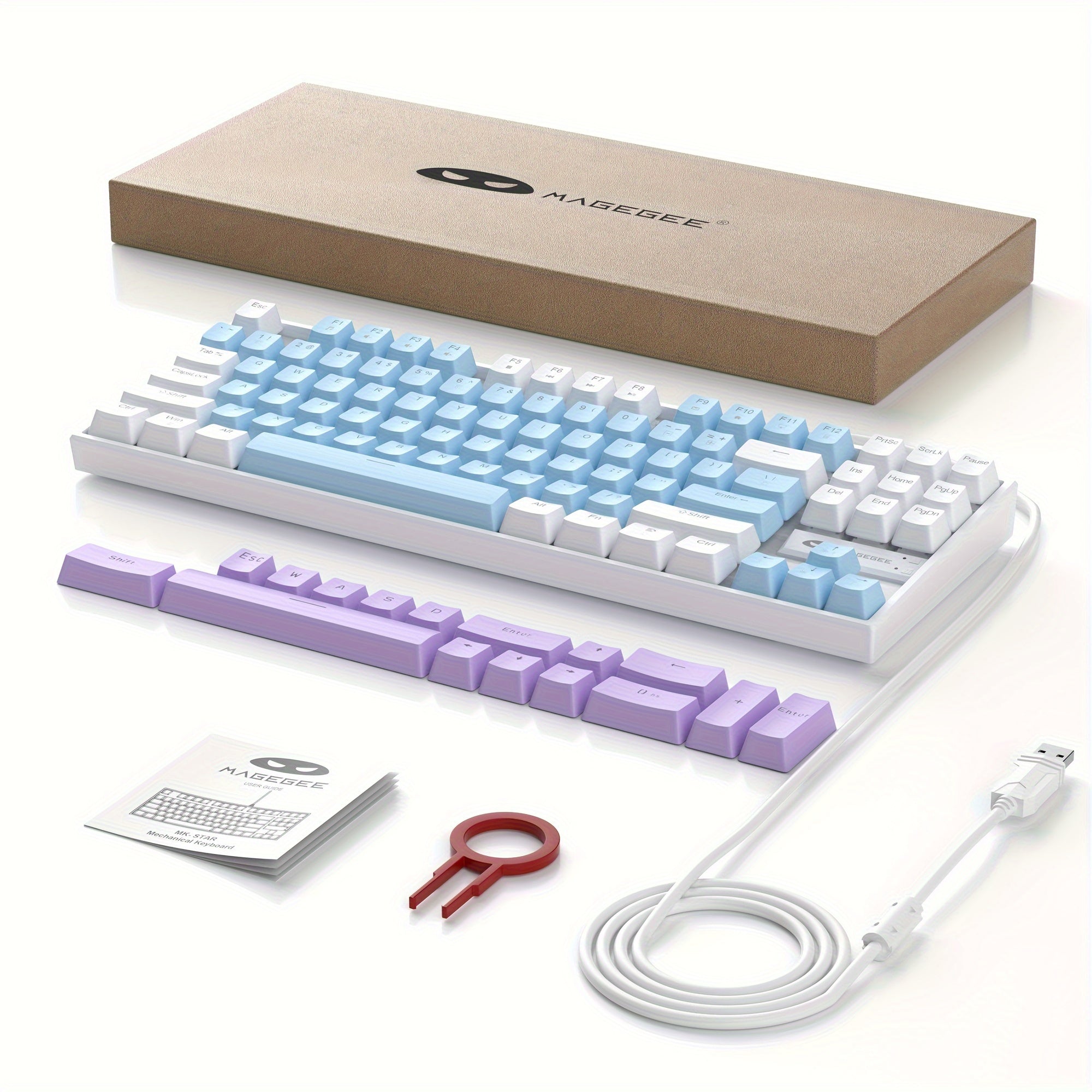 87-Key Mechanical Gaming Keyboard Backlit Wired Ergonomic Black and Blue