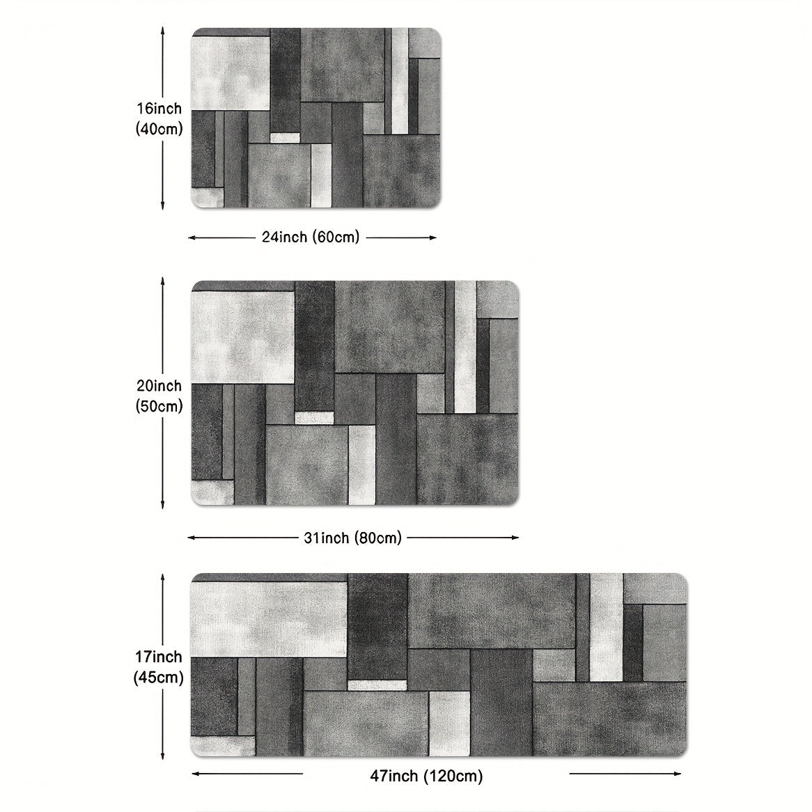 Geometric Print Kitchen Mat Non-Slip Waterproof Oil-Proof Entrance Rug