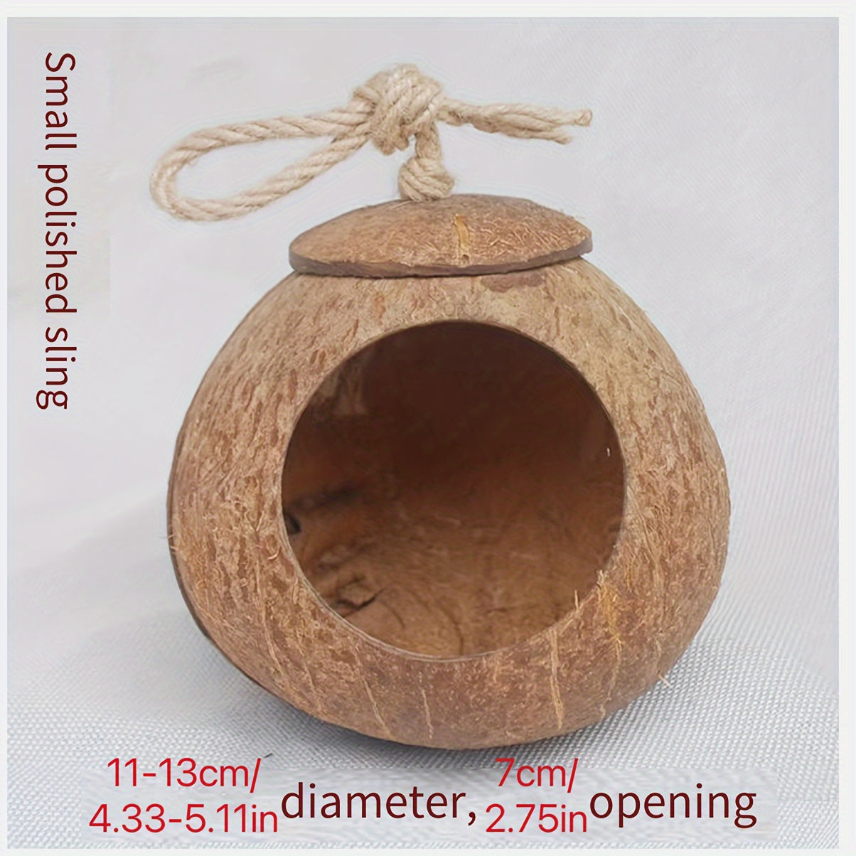 Handcrafted Coconut Shell Bird Nest for Parrot Breeding with Peony Tiger Skin Design