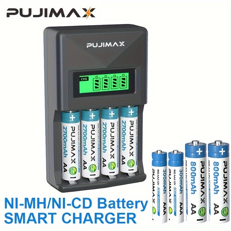 USB Smart Battery Charger for AA AAA Ni-MH Ni-Cd Batteries with LED Display