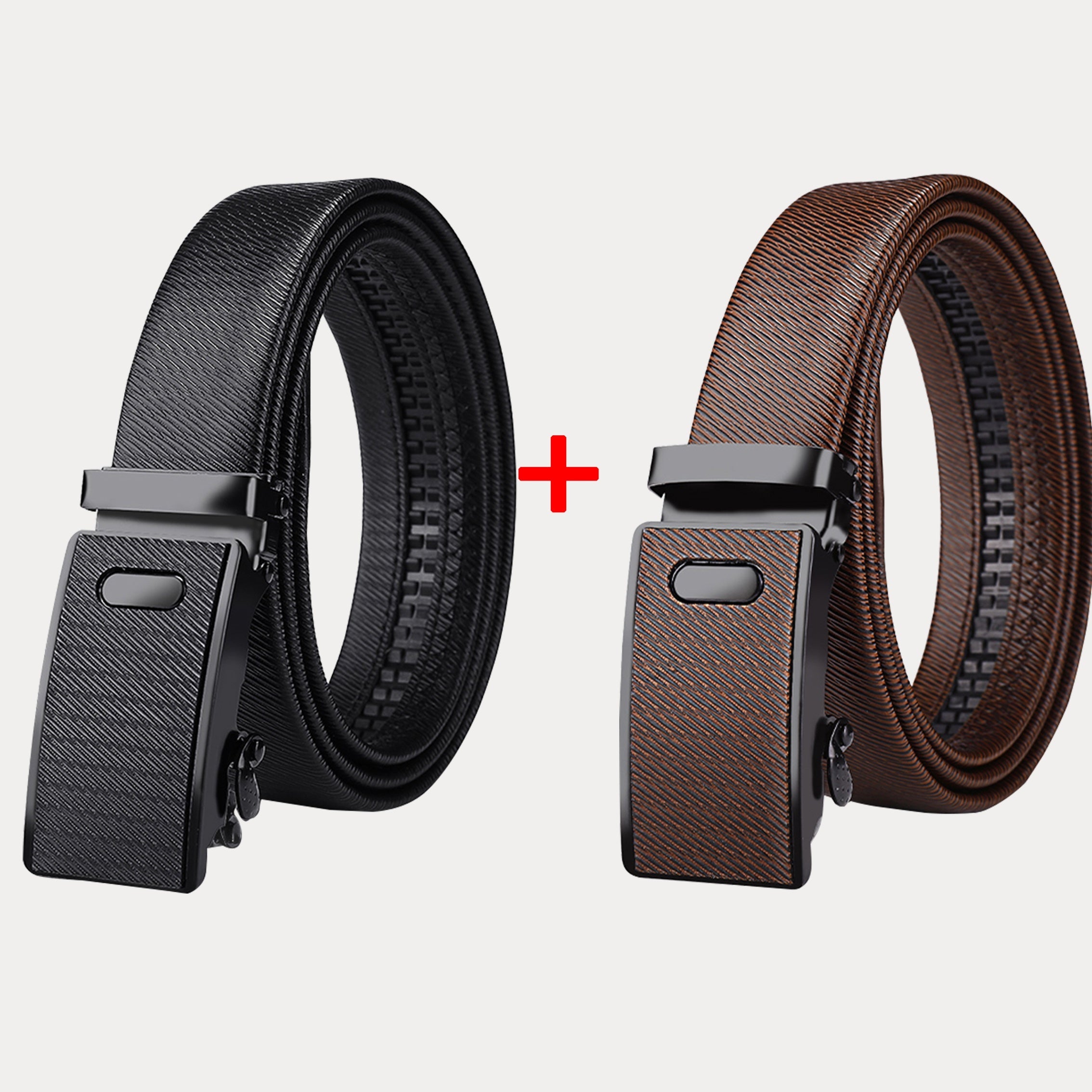 Men's Belts Set of Two Automatic Buckle Korean Style for Business Casual Middle-Aged and Young Men